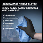GLOVEWORKS Black Nitrile Gloves Disposable Latex Free, 5 Mil Industrial, For Mechanic, Cleaning, Cooking, Kitchen, Food Grade