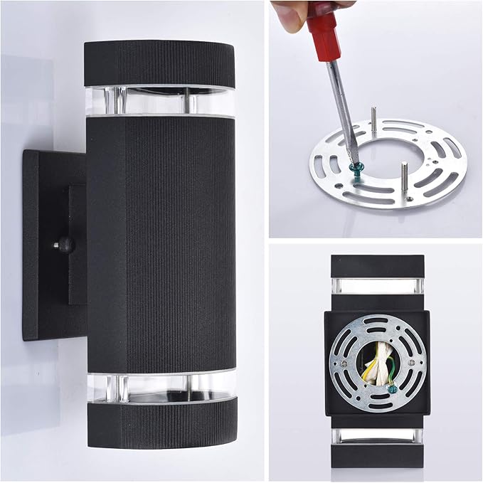 Dusk to Dawn Outdoor Lighting, Bling Exterior Wall Sconce - ETL Listed, Outdoor Light Fixtures Wall Mount Cylinder Design -White Up Down Outdoor Lights for House, Porch, Backyard (2 Pack)