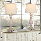 29" Tall Table Lamp for Living Room Set of 2,Vintage Bedside Nightstand Lamps with USB C+A Ports & AC Outlet,3-Way Dimmable Touch Control Desk Lamp for Bedroom,Color 2