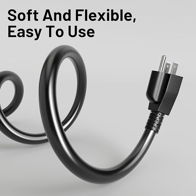 16/3 Black Indoor Outdoor Extension Cord 3 Ft 2 Pack Waterproof, Heavy Duty Extension Cord with 3 Prong Grounded Plug,13A 1625W 16AWG SJTW, Flexible Weatherproof Power Cable