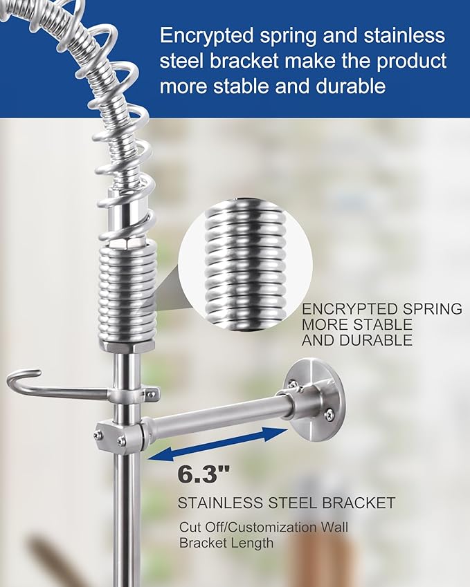 [New Upgrade] Brushed Nickel 21" Height Commercial Kitchen Faucet with Pre-Rinse Sprayer 8 Inch Center Wall Mount Kitchen Sink Faucet with 10" Add-on Swing Spout for 1/2 Compartment Sink