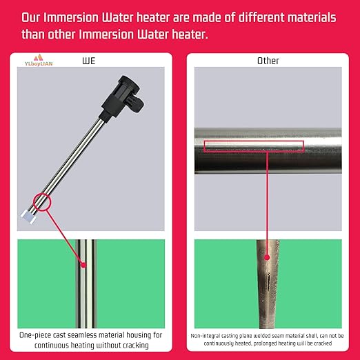 1300W Titanium Submersible Electric Immersion Water Heater with Temp Control & GFCI – Portable Heater for Above Ground Pool, Inflatable Pool, Baptistry, Spa Tubs, Bathtubs, bucket & Hot Tubs