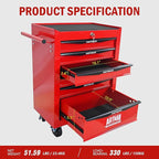 6 Drawers Rolling Tool Box on Wheels, Multifunctional Tool Chest Cabinet with Lock, Drawers Rolling Tool Cart Trolley Organizer Tool Storage Case for Warehouse,Garage,Workshop (Red)