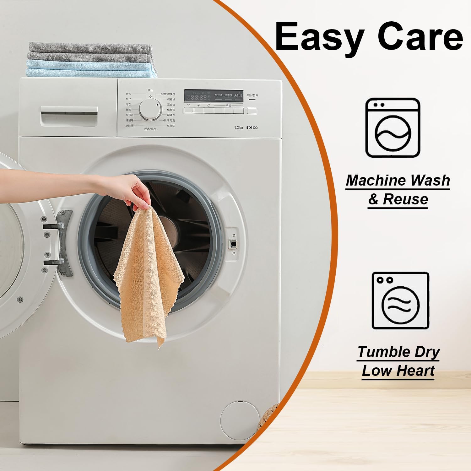 80 Pack Microfiber Cleaning Cloth Roll,Lint Free Rags & Tear Away Reusable Towels Washable Scratch,Ultra Absorbent Dish Rags(12" x 12") for Car Kitchen Home Garage-Apricot Yellow