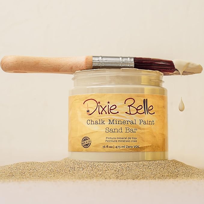 Dixie Belle Paint Company Chalk Finish Furniture Paint - Sand Bar (8oz) - Matte Neutral Tan Chic Chalk Mineral DIY Furniture Paint