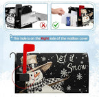 Winter Snowman Mailbox Cover Magnetic Standard Size 21 x 18 Christmas Holiday Snowflakes Post Letter Box Wraps Decor for Outside Black and White Garden Yard Outdoor Decorations