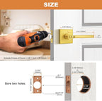 Probrico Gold Privacy Door Handle Lockset Heavy Duty Square Satin Brass Interior Door Lever for Bedroom or Bathroom Reversible Keyless Handleset Door Knob Slim Handed Levers, 1 Pack