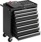 7 Drawers Rolling Tool Cart on Wheels, Multifunctional Metal Tool Storage Cabinet, Lock Tool Trolley Organizer Drawers Tool Box Tool Chest for Garage, Warehouse, Workshop, Repair Shop (BLACK)