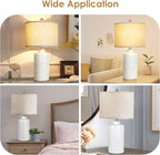 White Ceramic Table Lamp with Beige Shade: 3-Way Dimmable Night Stand Light Lamp 24.5" Modern Table Lamps for Living Room Bedroom End Table Office Entryway Lamps (Bulb Included