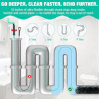 55inch Steel Core Drain Clog Remover Tool With Rotating Handle, Slim Snake Drain Hair Removal Tool For Narrow Pipes, Sinks, Showers, Toilets, Clears Hair, Blockages With Sink Drain Cleaner (5pcs)