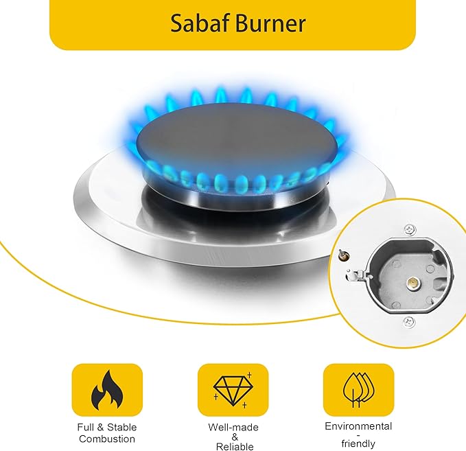 Hothit 2 Burner Propane Gas Cooktop, 12" Inch LPG/NG Dual Fuel Built-in Gas Stove Top, Stainless Steel Electronic Ignition Gas Hob for Apartment, Outdoor, RVs(L12"×W20")…