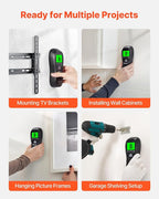 VEVOR Stud Finder Wall Scanner, 5 in 1, Electronic Wall Stud Detector with Smart Sensor, High-Definition LCD Display and Audio Alarm, for the Center and Edge of Metal, AC Wire, Joists, Pipes, Black