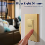 LIDER Dimmer Paddle Switch for Dimmable 300W LED/CFL Lights, 1-Pole or 3-Way, 120 V, Modern Upgrade, UL Listed, Screwless Wall Plate Included, Gold