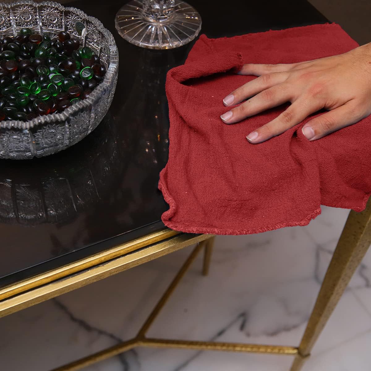 Avalon Towels Cotton Shop Rags – (Pack of 150) Size 12x14 Inches Cleaning Rags – Absorbent Shop Towels and Multipurpose Cleaning Towels for Automobiles, Industries, Garage and Homes (Red)