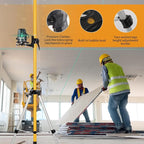 12Ft/3.7M Professional Telescoping Laser Level Pole with Tripod & Universal Mount - 1/4”-20 & 5/8”-11 Adapters | Adjustable Laser Pole Mount for Rotary/Line Lasers(Yellow)