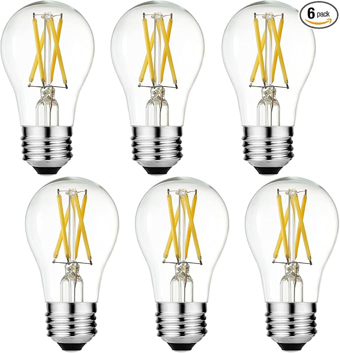 LiteHistory A15 LED Bulb 6W Equal E26 Led Bulb 60 Watt Non-Dimmable Edison Light Bulb Neutral White 4000K Clear AC120V 600LM E26 Bulb for Ceiling Fan,Wall sconces,Fridge,Desk lamp Pack of 6
