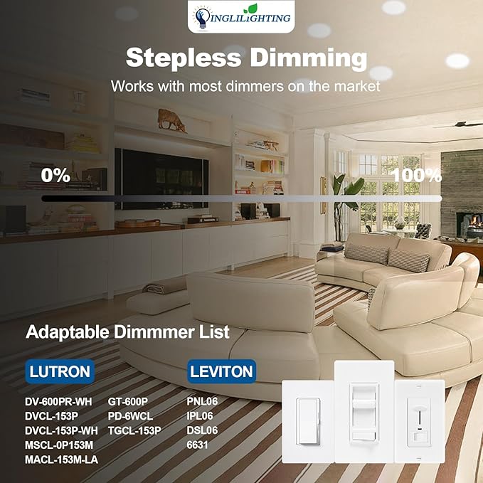 DLLT LED Recessed Ceiling Light: 6 Pack 3 Inch Slim Recessed Lighting for Kitchen - 5CCT Dimmable Canless Wafer Downlight for Living Room - 600LM Brightness 6W LED Can Lights for Bedroom ETL FCC