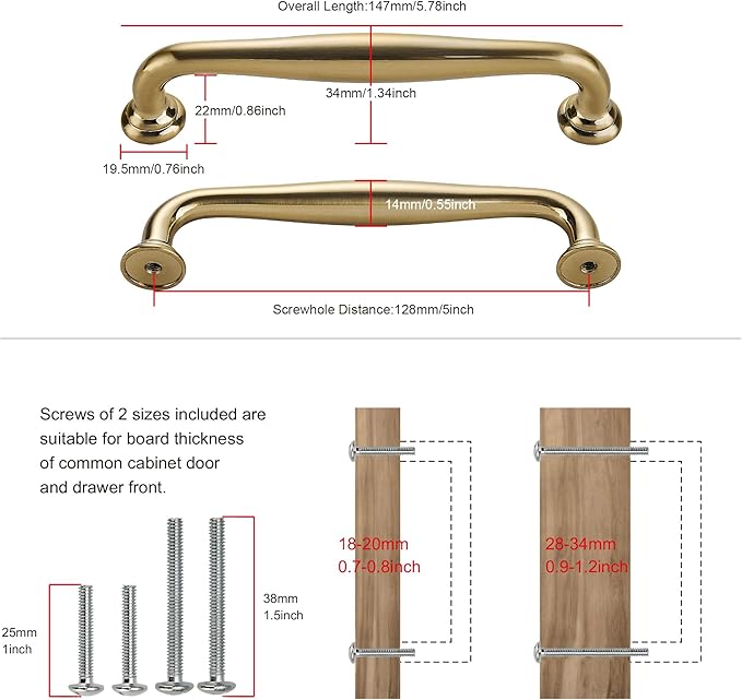 TUNNY 10 Pack Cabinet Handles-5"/128mm Screw Spacing Champagne Bronze Furniture Hardware Handles for Kitchen Cabinets Bedroom Dresser Wardrobe Cabinet Pulls