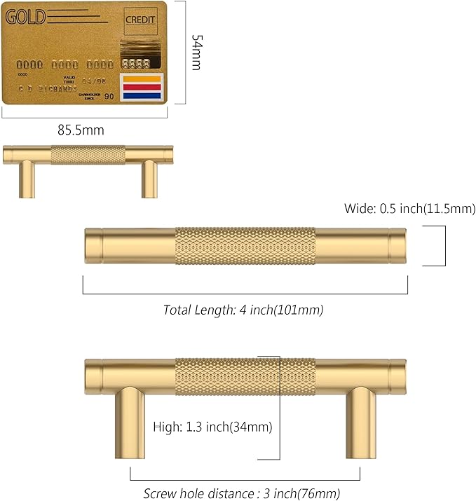 Amerdeco 10 Pack Champagne Bronze Cabinet Pulls 3 Inch(76mm) Hole Center Drawer Pulls Cabinet Hardware Kitchen Cabinet Handles for Bathroom ZH0031