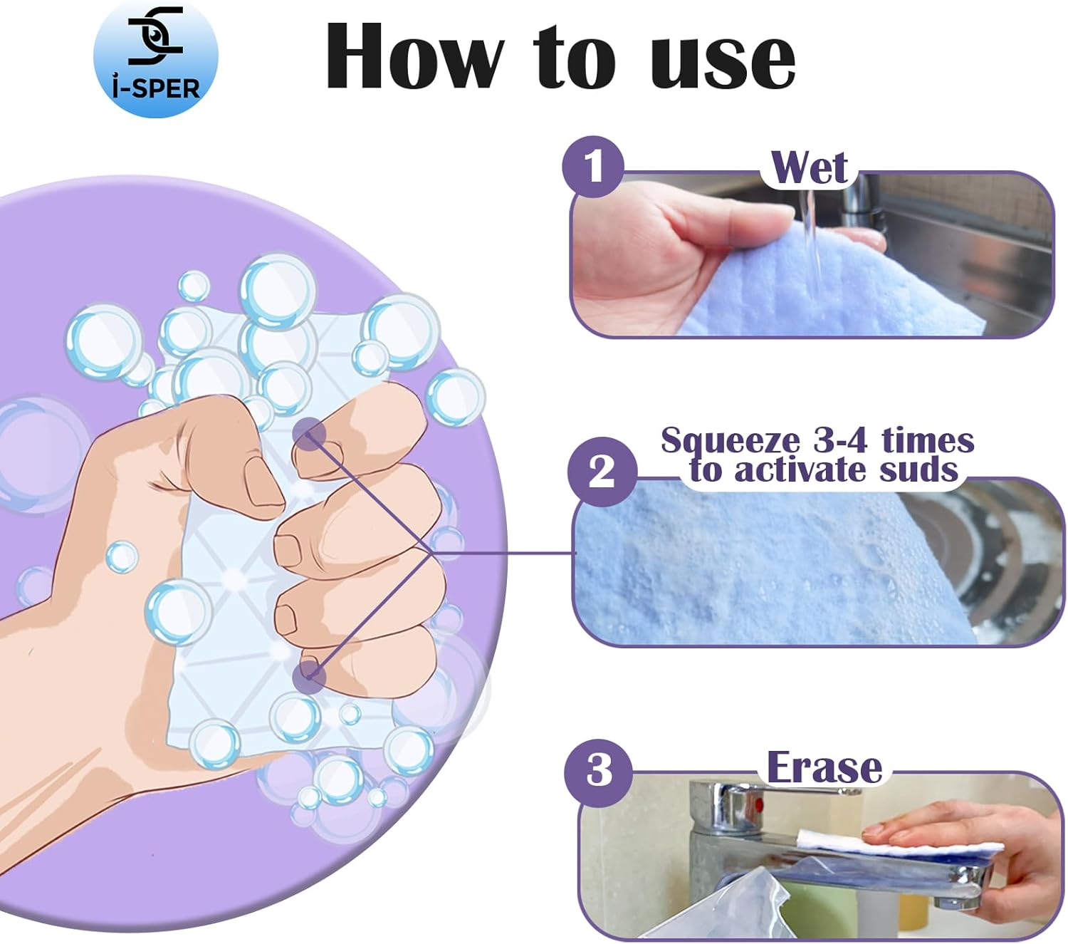 5 pcs Light Scrub Pad Singles with Foam, Triple Cleaning Scouring Pad Heavy Duty Household Non-Scratch Abrasive Hand Pad Multi Surface Magic Sponge Sheets for Home Surfaces Indoor Cleaning