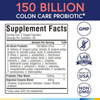 Terranics Daily Probiotics for Men & Women, 150 Billion 25 Strains Colon Care Probiotics, with Prebiotics & Enzymes, Healthy Regularity, Delayed Release, Shelf Stable, 60 Veggie Caps