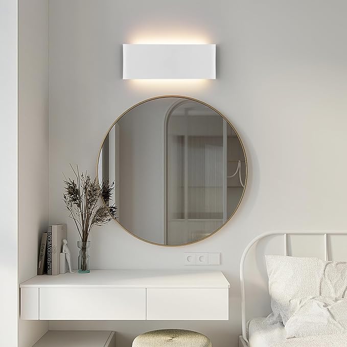 11" Modern LED vanity light,15W Dimmable 5 CCT (3000K-6500K) Adjustable Wall Lamp,Up and Down Wall Lighting,Indoor Wall Sconce for Bedroom,Staircase,Hallway,Dressing Table,2 Pack（White）