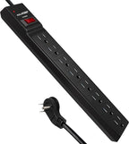 Digital Energy 25 FT 8 Outlet Surge Protector Power Strip - 15 AMP, 1875 W, 125 V, 350 J Surge Protection, ETL Listed - Flat Plug, Black