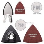 106pcs Oscillating Tool Sanding Kit with 3 Triangle 3 Finger Sanding Pads 100 Multitool Sandpaper for Wood Metal Drywall Universal Fit Multitool Accessories Professional Sanding Kit