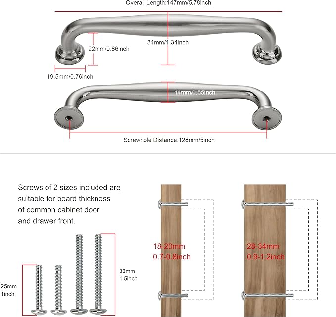 TUNNY 10 Pack Cabinet Handles-5"/128mm Screw Spacing Matte Black Furniture Hardware Handles for Kitchen Cabinets Bedroom Dresser Wardrobe Cabinet Pulls