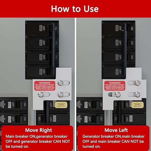 Generator Interlock kit Compatible with General Electric GE 150/200 Amp Panels, Professional Interlock kit, 1 1/4" Distance Between Main and Branch Circuit Breakers(GE-200A)