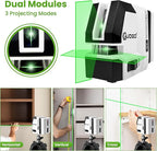 Laser Level Self Leveling, 100Ft Rechargeable Dual Modules Line Laser, Lazer Leveler Tool for Picture Hanging with Brightness Adjustment, Magnetic Bracket Carrying Case Battery Included