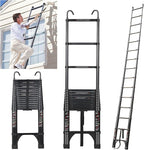 JADDUO 20.3 FT Telescopic Ladder, Aluminium Black Telescoping Ladder with Non-Slip Feet and Stable Hook, Portable Extension Ladder for Household and Outdoor Working, Heavy Duty 330 lbs Max Capacity