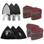 106pcs Oscillating Tool Sanding Kit with 3 Triangle 3 Finger Sanding Pads 100 Multitool Sandpaper for Wood Metal Drywall Universal Fit Multitool Accessories Professional Sanding Kit