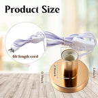 Tuanse 2 Pcs Polished Metal Desktop Lamp Base E26 E27 Screw Light Bulb Holder Sockets Night Light Base Lamp Replacement for Holding Bulb 6 Feet Cord on Off Switch Plug(Gold)