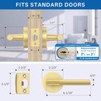 Amerdeco 3 Pack Brushed Gold Door Handles Interior, Knurled Passage Door Handles,Gold Door Lever for Bedroom or Bathroom,Reversible Keyless for Left Right Handed Doors AM0027