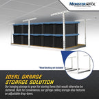 MonsterRax 4x8 Overhead Garage Storage Rack Frame Kit - Hanging Garage Ceiling Storage Rack System - (White, 24"-45")