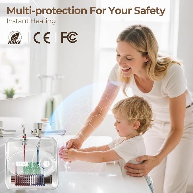 4 Gallon Electric Tank Water Heater, 120V 1500W Under Sink Instant Hot Tank Water Heater for RV, Camper, Kitchen, Food Truck, Wall or Floor Mounted, Blue