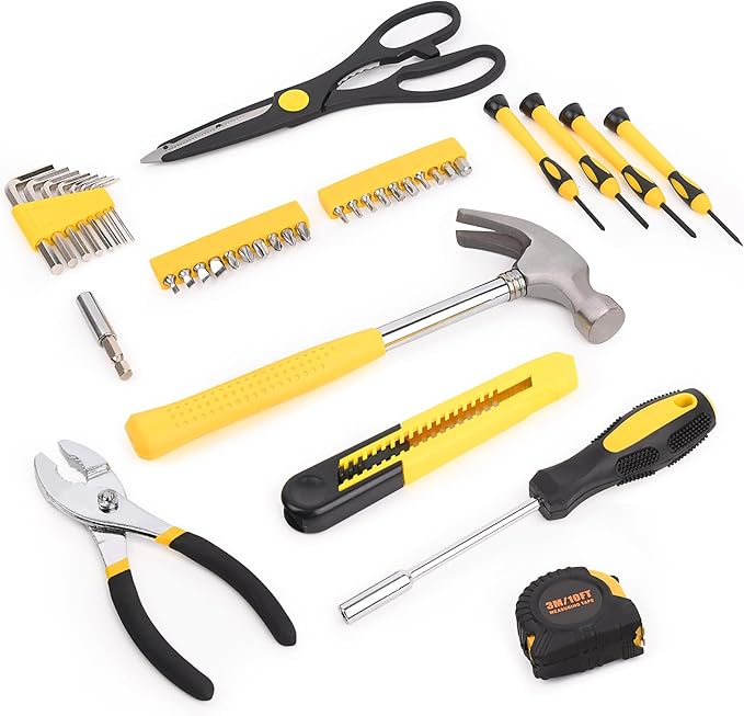 WGGE 39-Piece Home Tool Set/Hand Tool Set – Durable Household Hand Tool Kit with Hammer, Screwdrivers, Pliers, Wrench, Hex Keys & More – Compact Storage Case for Home Repairs, DIY & Maintenance