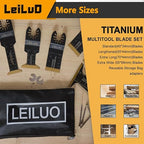 LEILUO 20 Piece Titanium Multitool Blade Set Extra Longer & Wider Oscillating Saw Blades Kit for Wood Nails Thin Metal Storage Bag Included