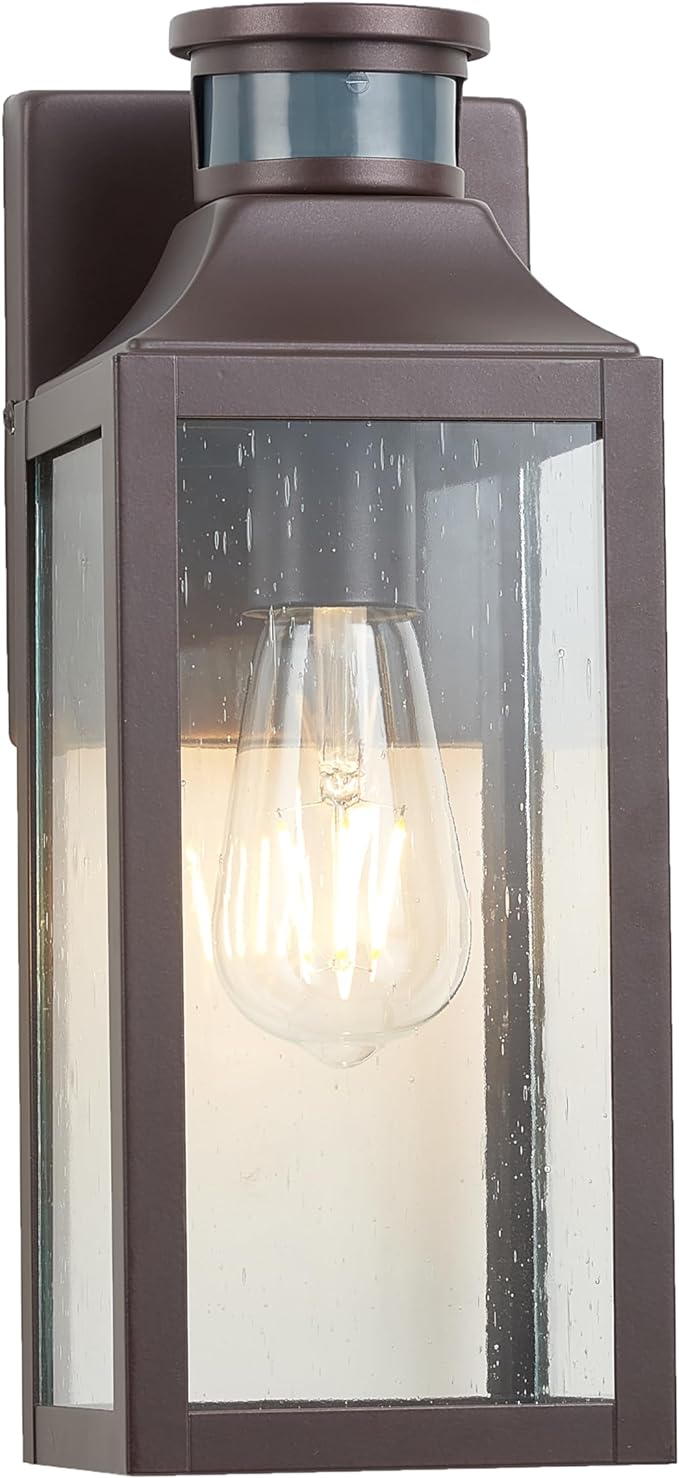MICSIU Motion Sensor Outdoor Wall Light Fixture, 12.75 Inch Oil Rubbed Bronze Exterior Sconce Lighting, Waterproof Outside Light for House, Front Porch, Garage, Patio, Doorway