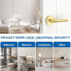 Amerdeco 1 Pack Brushed Gold Door Handles Interior, Knurled Passage Door Handles,Gold Door Lever for Bedroom or Bathroom,Reversible Keyless for Left Right Handed Doors AM0027
