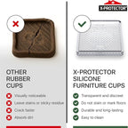 X-Protector Furniture Cups - 8 PCS 2.2" - Non Slip Furniture Pads for Hardwood Floors - Transparent Floor Protectors - Bed Stoppers to Prevent Sliding - Keep Furniture from Sliding on Floor! (Square)