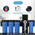 Geekpure 5 Stage Whole House Water Filter System with 2.5 x 20 5 Micron PP Sediment + Carbon Filters and 6 GPM UV