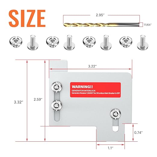 Generator Interlock Kit Fit for Horizontal Main Cutler Hammer CH Series TAN Breaker 150 or 200 amp Panels,1 1/2 Inch Space Between Main & Generator Breaker