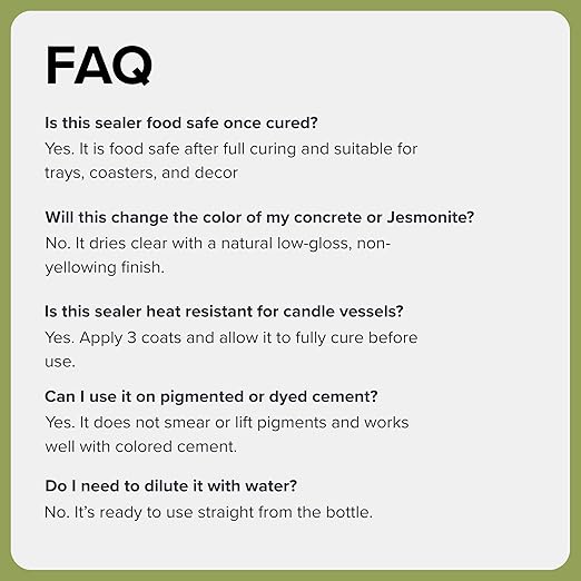 Acrylic Sealer for Concrete & Cement Crafts – Low Gloss, Non-Toxic, Water Resistant, Food Safe – Compatible with Jesmonite – (32oz)