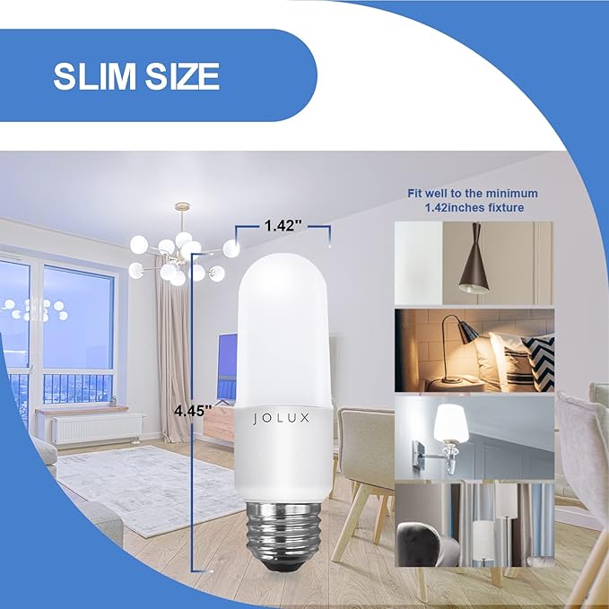 Jolux LED Stick Light Bulbs, Enclosed Fixture Rated,60W Equivalent, 6500K True White, 800 Lumen,Medium Screw Base E26 led Bulbs,Non-Dimmable,6 Count (Pack of 1)…