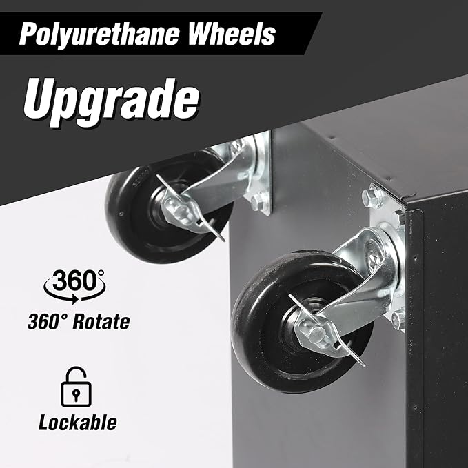 4 Drawers Metal Rolling Tool Chest on Wheels with Lockers, Tool Box Tool Trolley Organizer Cart, Multifunctional Drawers Rolling Storage Tool Case for Garage, Repair Shop(BLACK)