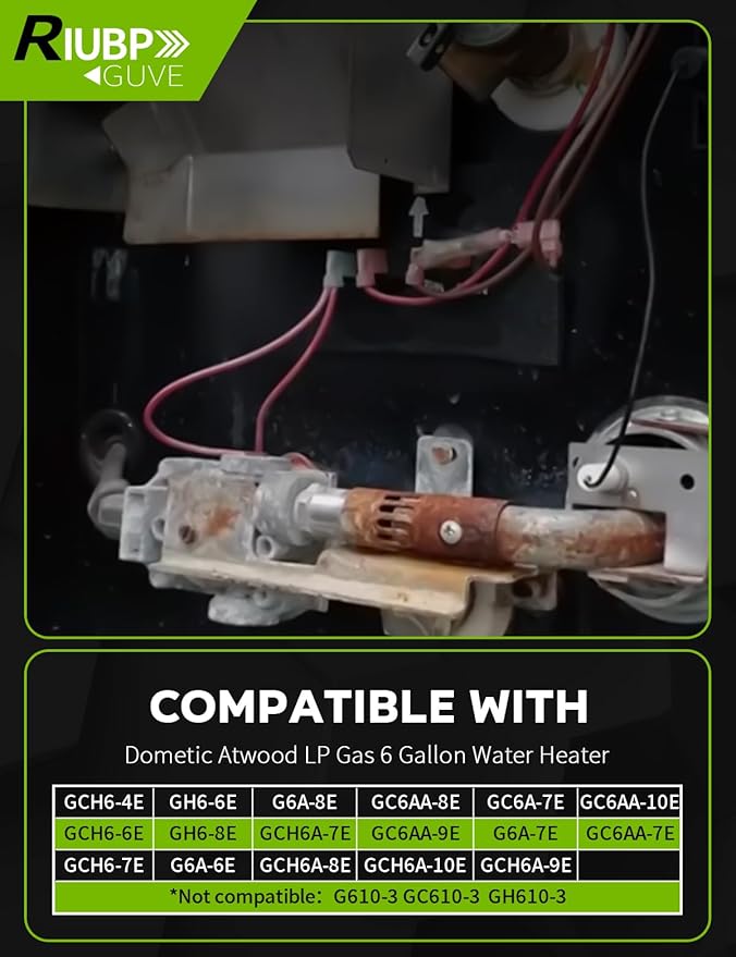 Main Burner Assembly Fit for Dometic Atwood LP Gas 6 Gallon Water Heater Replace 91638 Gear Shaft Bearing Set