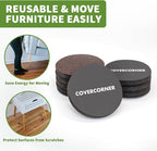 Furniture Sliders for Hardwood Floors 8 PCS - 4 3/4 inch Sliders for Moving Furniture – Felt Furniture Pads for Hardwood Floors Brown