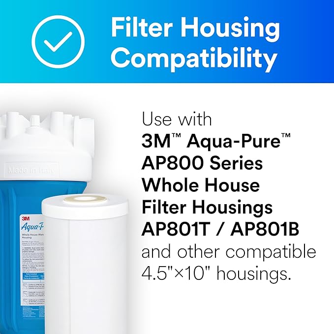3M Aqua-Pure Whole House Replacement Water Filter Cartridge AP817, for use with AP801 Housing, 25 Micron, Reduces Chlorine, Taste and Odor